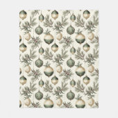 Couverture Polaire Ornements de Noël Sage Green et Gold (Devant)
