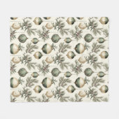 Couverture Polaire Ornements de Noël Sage Green et Gold (Devant (Horizontal))