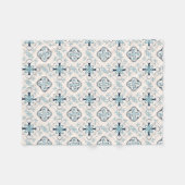 Couverture Polaire ornements marocains bleu crème ethnique design Est (Devant (Horizontal))