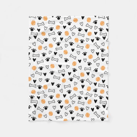 Couverture Polaire Os, balles, coeurs et pattes (Devant)