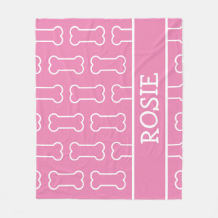 Couverture Polaire Os de chien rose et blanc Animal de compagnie pers