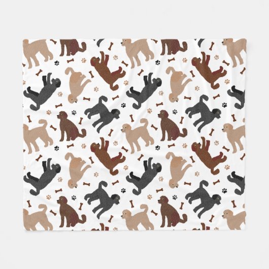 Couverture Polaire Os et pattes de nouilles de Labradoodle (Devant (Horizontal))