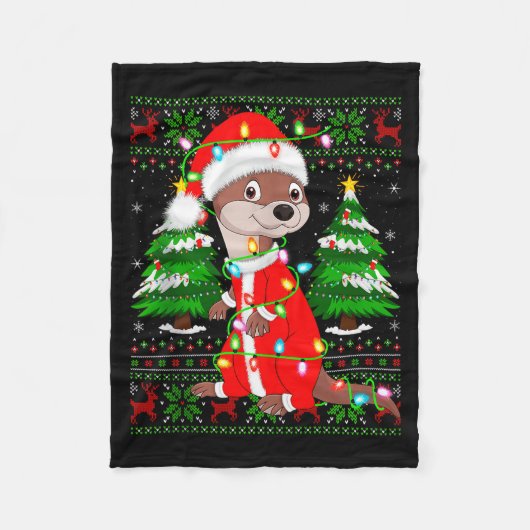 Couverture Polaire Otter Christmas Lights Santa Costume Ugly Xmas Swe (Devant)