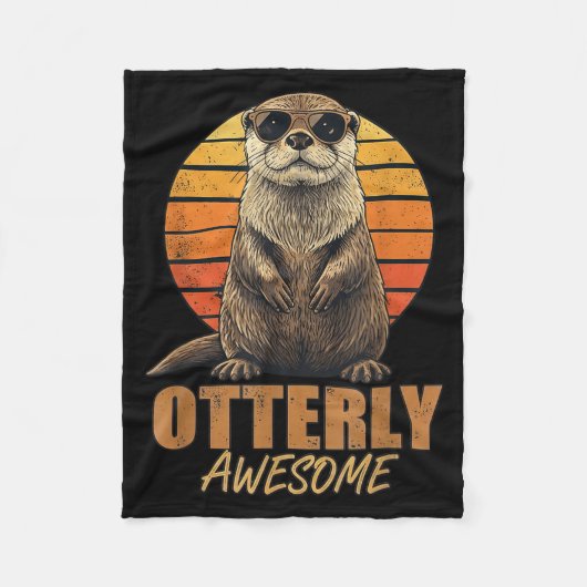 Couverture Polaire Otterly Awesome Retro Sunset Sea Otter Lover Graph (Devant)