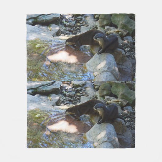 Couverture Polaire Otters Drinking, Medium Fleece Blanket (Devant)