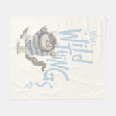 Couverture Polaire Où les choses sauvages sont citées - Bleu (Devant (Horizontal))