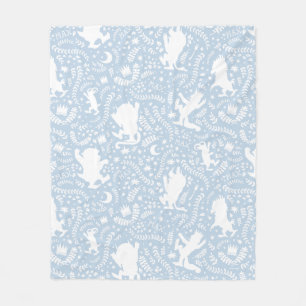 Couverture Polaire Où sont les choses sauvages motif floral bleu