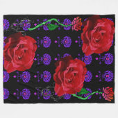 Couverture Polaire Ouatine florale de bruit d'art de rose (Devant (Horizontal))