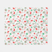 Couverture Polaire Ouatine multi de Flamant rose rouge de Noël (Devant (Horizontal))