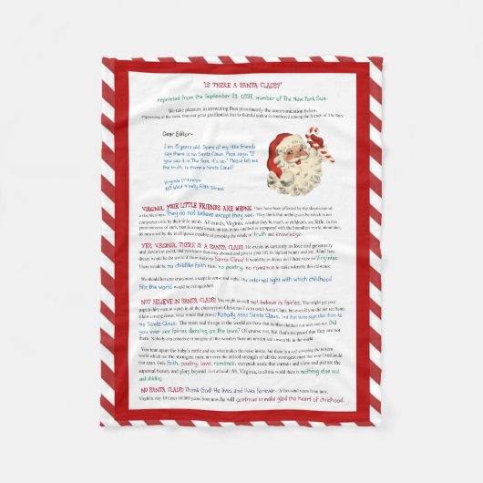 Couverture Polaire Oui, la Virginie il y a Noël du père noël (Devant)