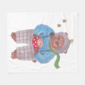 Couverture Polaire Ours, abeilles et cappuccino (Devant (Horizontal))