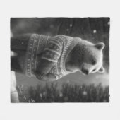 Couverture Polaire Ours adorable portant un doux douillet (Devant (Horizontal))