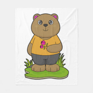 Couverture Polaire Ours aux fleurs