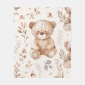 Couverture Polaire Ours Bébé Beige Cute (Devant)