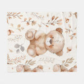 Couverture Polaire Ours Bébé Beige Cute (Devant (Horizontal))