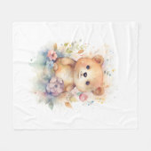 Couverture Polaire Ours Bébé de Forêt Cute Pints Pins Nursery Art (Devant (Horizontal))