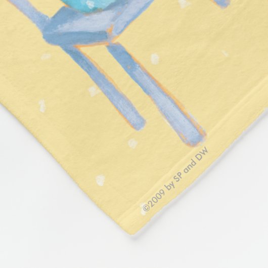 Couverture Polaire Ours bleu de calicot souriant sur la chaise (Coin)