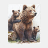 Couverture Polaire Ours Brown avec deux petits (Devant)