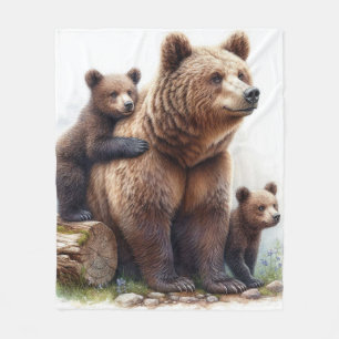 Couverture Polaire Ours Brown avec deux petits