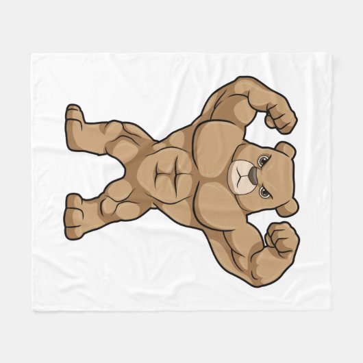 Couverture Polaire Ours comme Bodybuilder avec de grands Muscles (Devant (Horizontal))