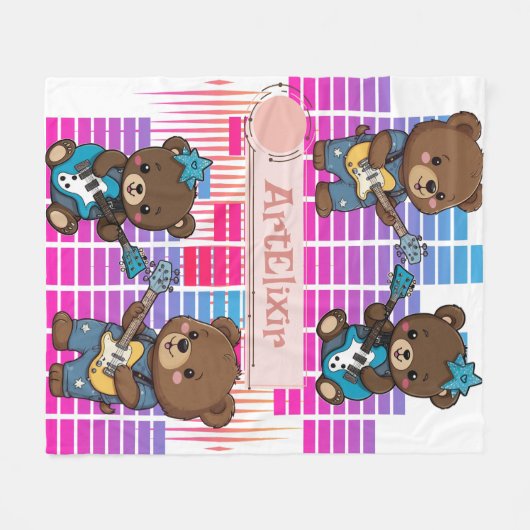 Couverture Polaire Ours Création de musique (Devant (Horizontal))