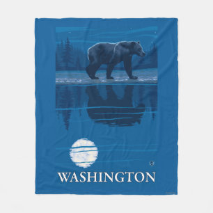 Couverture Polaire Ours dans le clair de lune - Washington