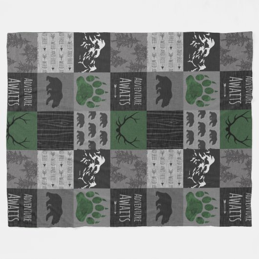 Couverture Polaire Ours d'aventure - Vert/Noir (Devant (Horizontal))