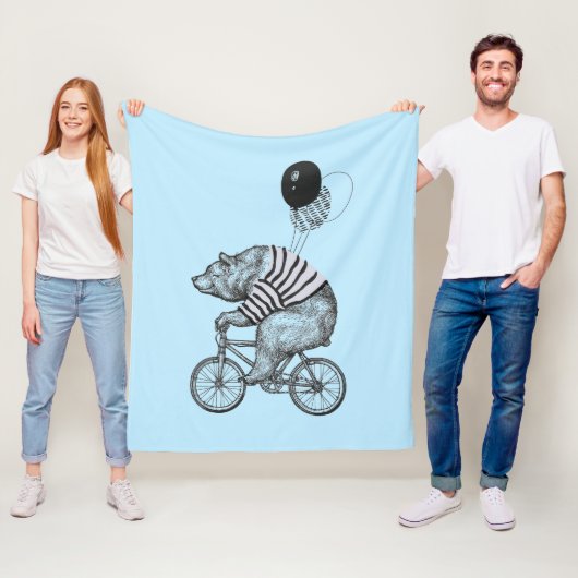 Couverture Polaire Ours de bicyclette de ballon (En situation)