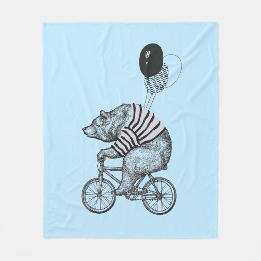 Couverture Polaire Ours de bicyclette de ballon (Devant)