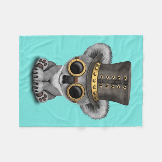 Couverture Polaire Ours de koala mignon de bébé de Steampunk (Devant (Horizontal))