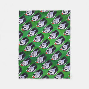 Couverture Polaire Ours de panda à Santa Hat sur Vert