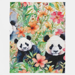 Couverture Polaire Ours de panda aquarelle