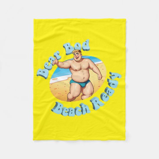 Couverture Polaire Ours en forme, Prêt pour la plage ! N° 12 (Devant)