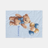 Couverture Polaire Ours en peluche mignonne Tan avec ballons Garçon b (Devant (Horizontal))
