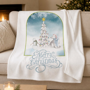 Couverture Polaire Ours et Bonhomme de Neige