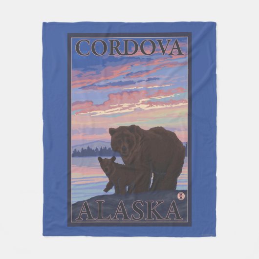 Couverture Polaire Ours et CUB - Cordova, Alaska (Devant)