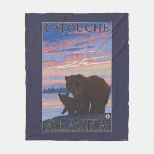 Couverture Polaire Ours et cub - Latouche, Alaska