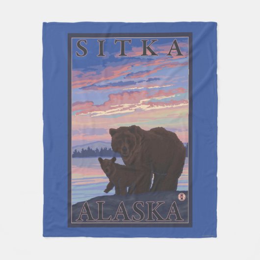 Couverture Polaire Ours et CUB - Sitka, Alaska (Devant)