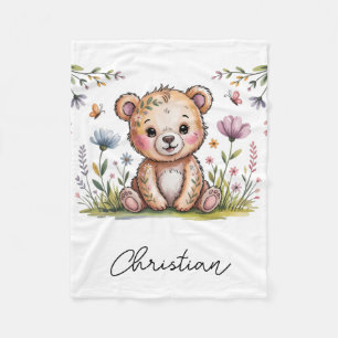 Couverture Polaire Ours floral Nous pouvons attendre Baby shower cade