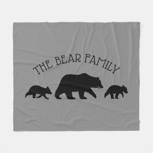 Couverture Polaire Ours grizzli avec cubes Silhouettes Texte personna (Devant (Horizontal))