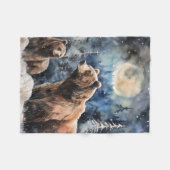 Couverture Polaire Ours Grizzly et bébé (Devant (Horizontal))
