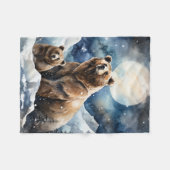 Couverture Polaire Ours Grizzly et bébé (Devant (Horizontal))