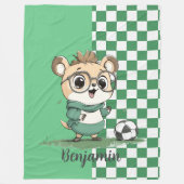 Couverture Polaire Ours mignon avec balle de football (Devant)