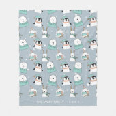 Couverture Polaire Ours mignon de Noël personnalisé (Devant)