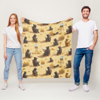 Couverture Polaire Ours Mignons En Cours D'Art Modèle Amusant D'Anima