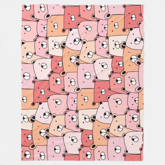 Couverture Polaire Ours mignons rose et orange (Devant)