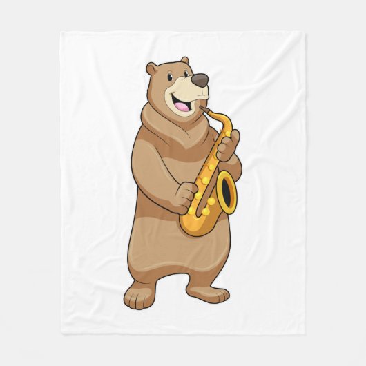 Couverture Polaire Ours musicien avec saxophone (Devant)