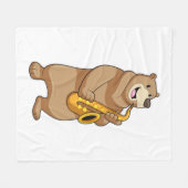 Couverture Polaire Ours musicien avec saxophone (Devant (Horizontal))