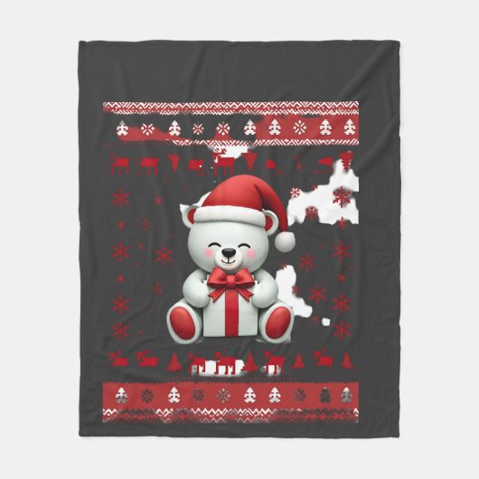 Couverture Polaire Ours Noël Noël (5) (Devant)