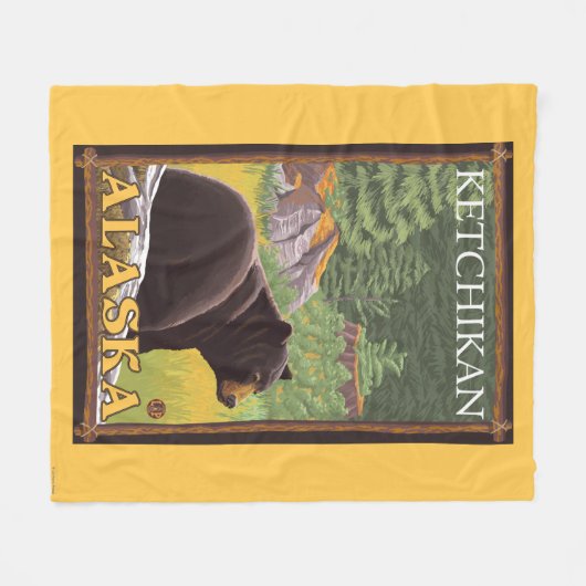 Couverture Polaire Ours noir en forêt - Ketchikan, Alaska (Devant (Horizontal))